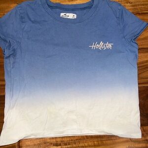 Hollister Blue and White Ombre T-Shirt